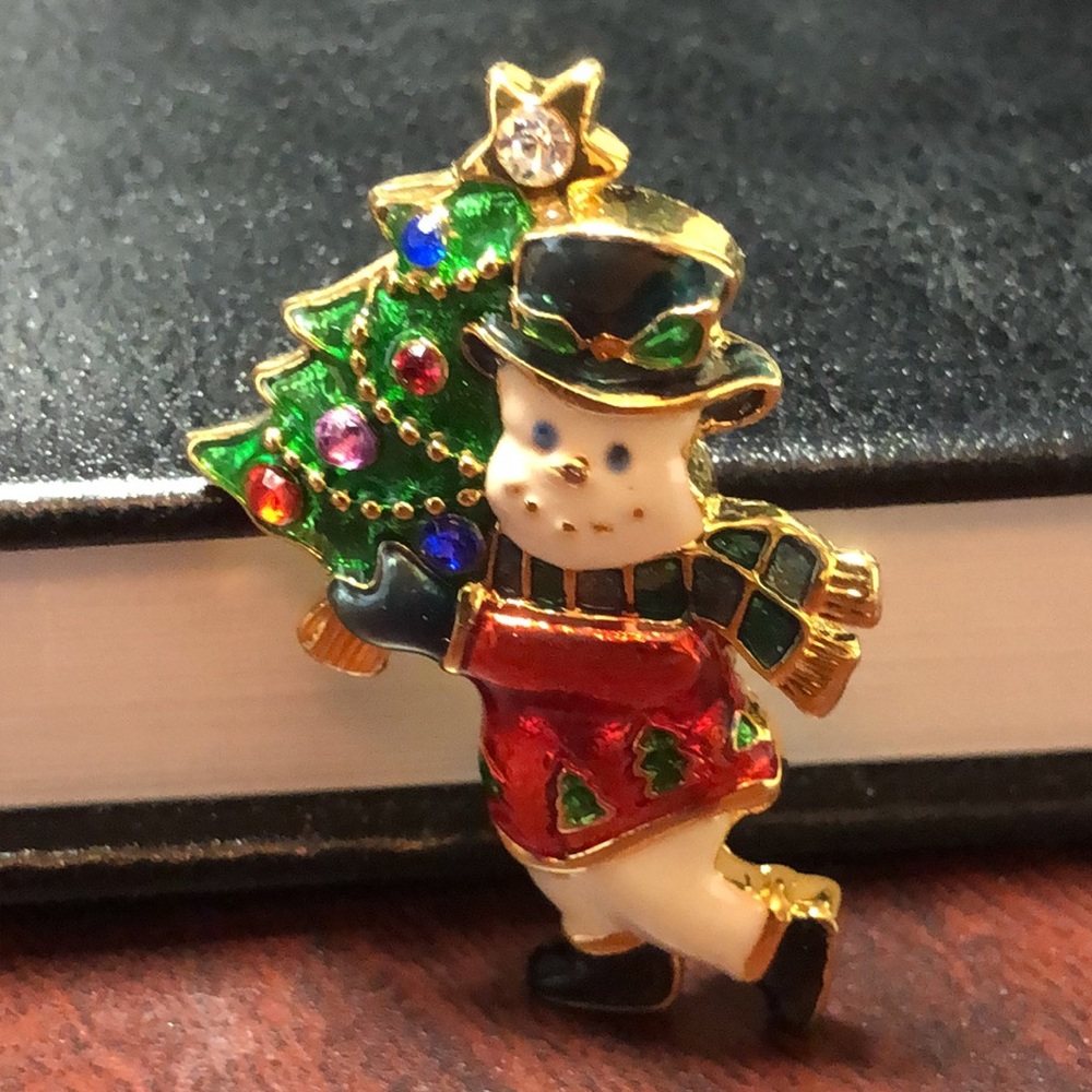Christopher Radko Snowman, Enamelled Brooch, GUC